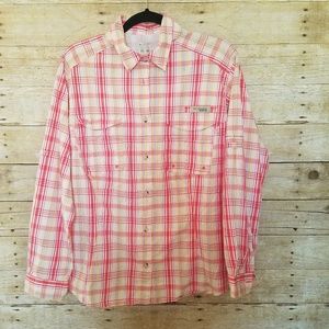 Columbia PFG Long Sleeve Plaid Button Up Size XL